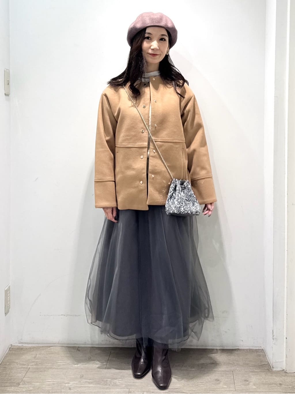 yuicciさんの「OPAQUE.CLIP｜ウールライクメルトンノーカラーコート【洗濯機洗い可】」を使ったコーディネート