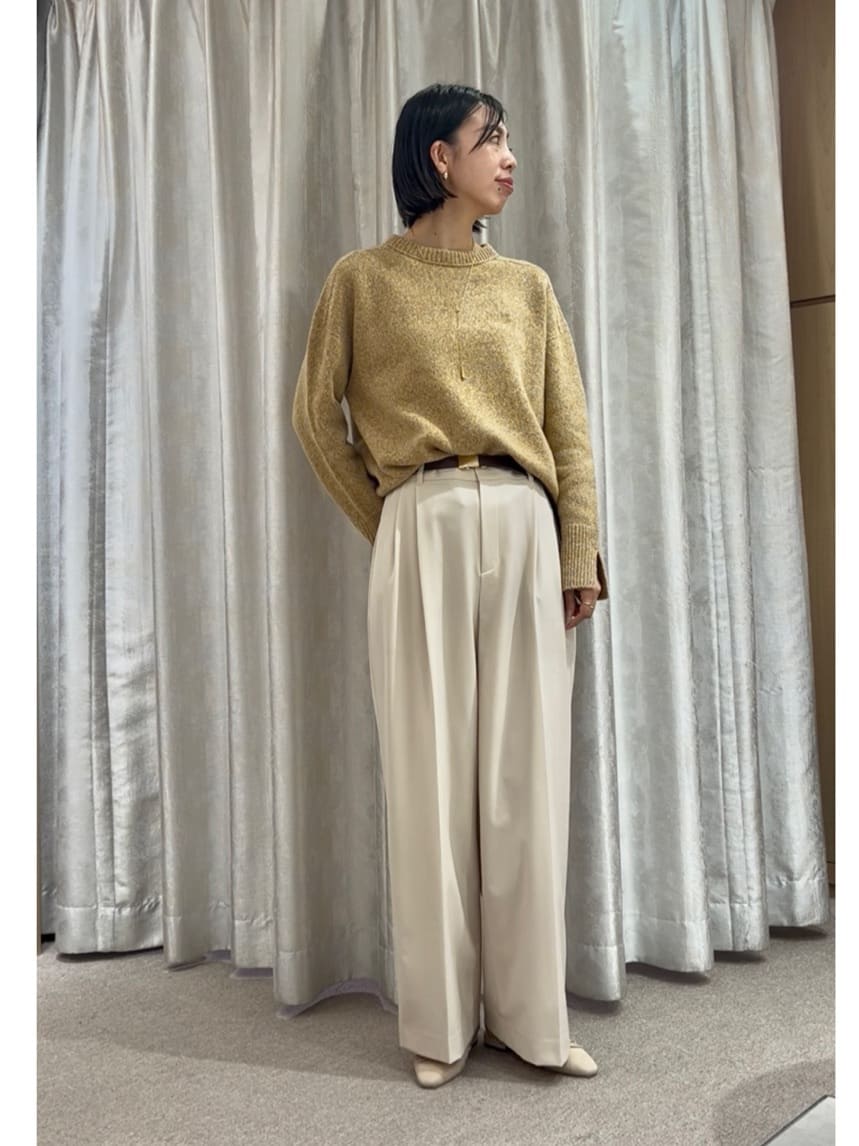 RISAさんの「UNTITLED｜【洗える/ウエスト後ろゴム】ウール混　タックワイドパンツ」を使ったコーディネート