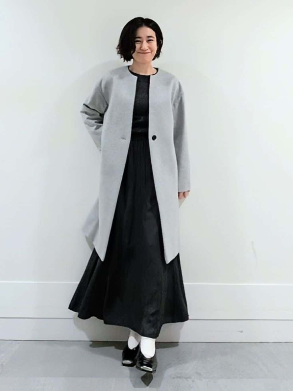 ミズタさんの「UNTITLED｜【きれいめ/洗える】ラメ入りワイドボートネックニット」を使ったコーディネート