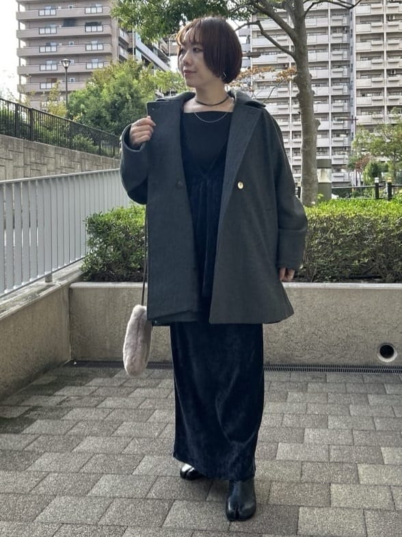 ga_riさんの「THE SHOP TK｜クラシカルな装い ウールライクスタンドカラーコート」を使ったコーディネート