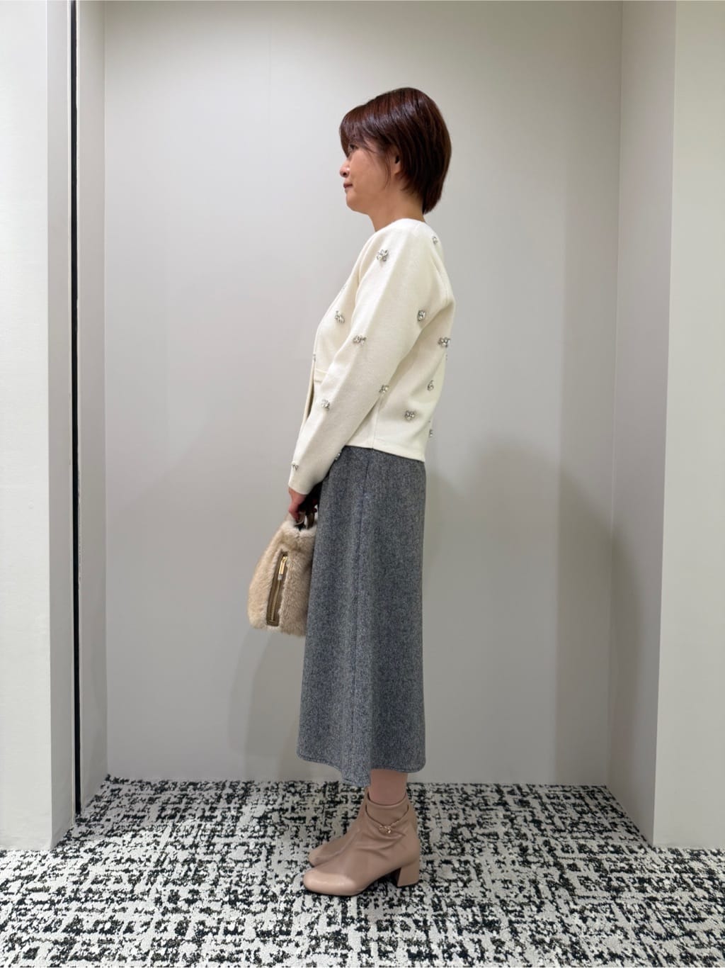 miyukiさんの「UNTITLED｜【日本製】ラメ混ツイードフレアスカート」を使ったコーディネート