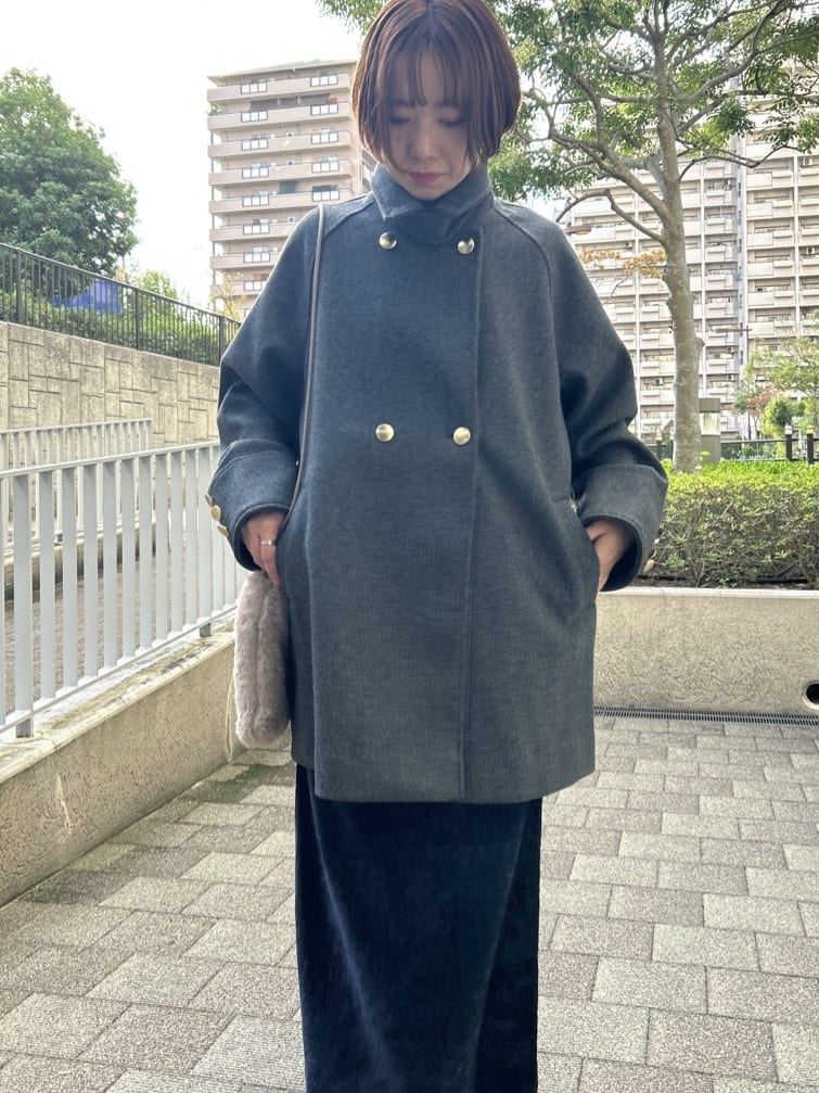 ga_riさんの「THE SHOP TK｜クラシカルな装い ウールライクスタンドカラーコート」を使ったコーディネート