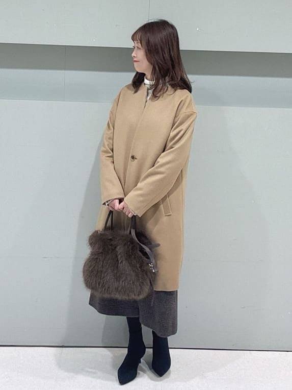makiさんの「UNTITLED｜【日本製／通勤／フォーマル】カシミヤ混ノーカラーコート」を使ったコーディネート