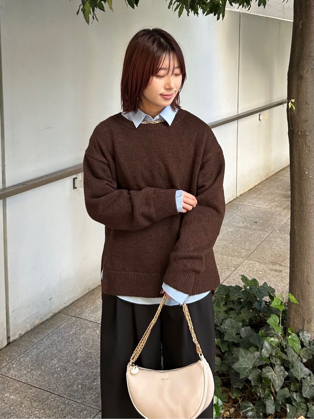 RINAさんの「OPAQUE.CLIP｜リラクシークルーネックニット【洗濯機OK】」を使ったコーディネート
