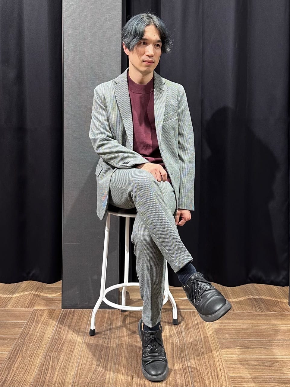 tomoyaさんの「THE SHOP TK｜ツイードライクジャージジャケット【セットアップ可／洗濯機OK】」を使ったコーディネート