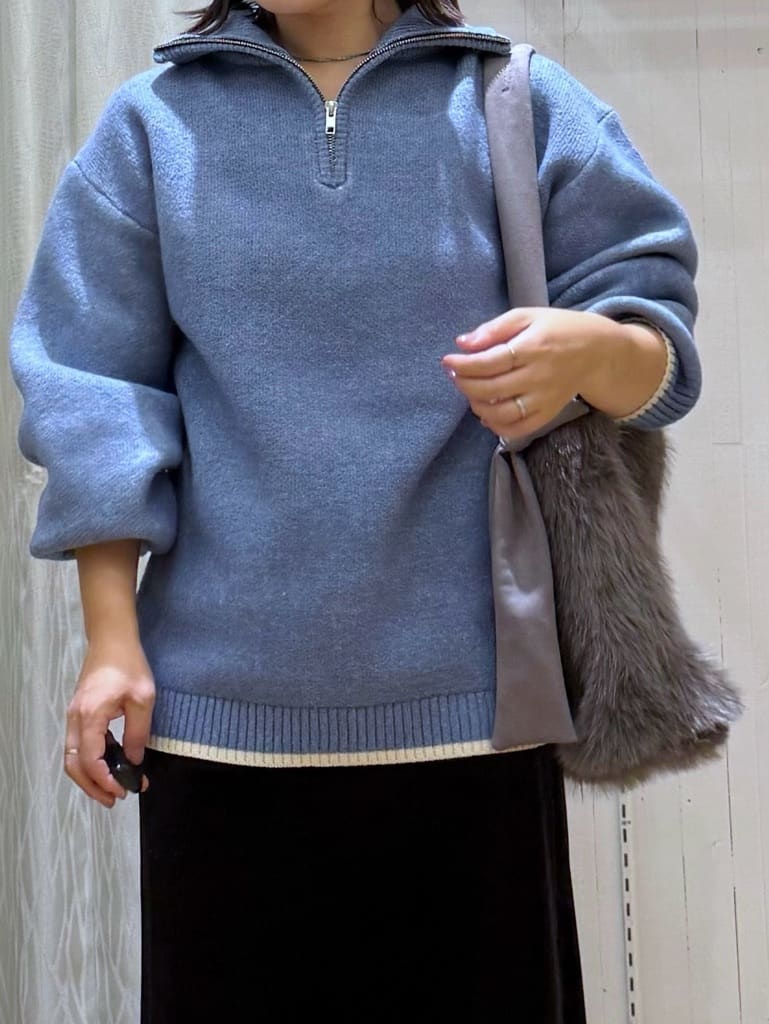 chさんの「THE SHOP TK｜【洗える】ほど良くラフで女性らしい ハーフZIPニット」を使ったコーディネート