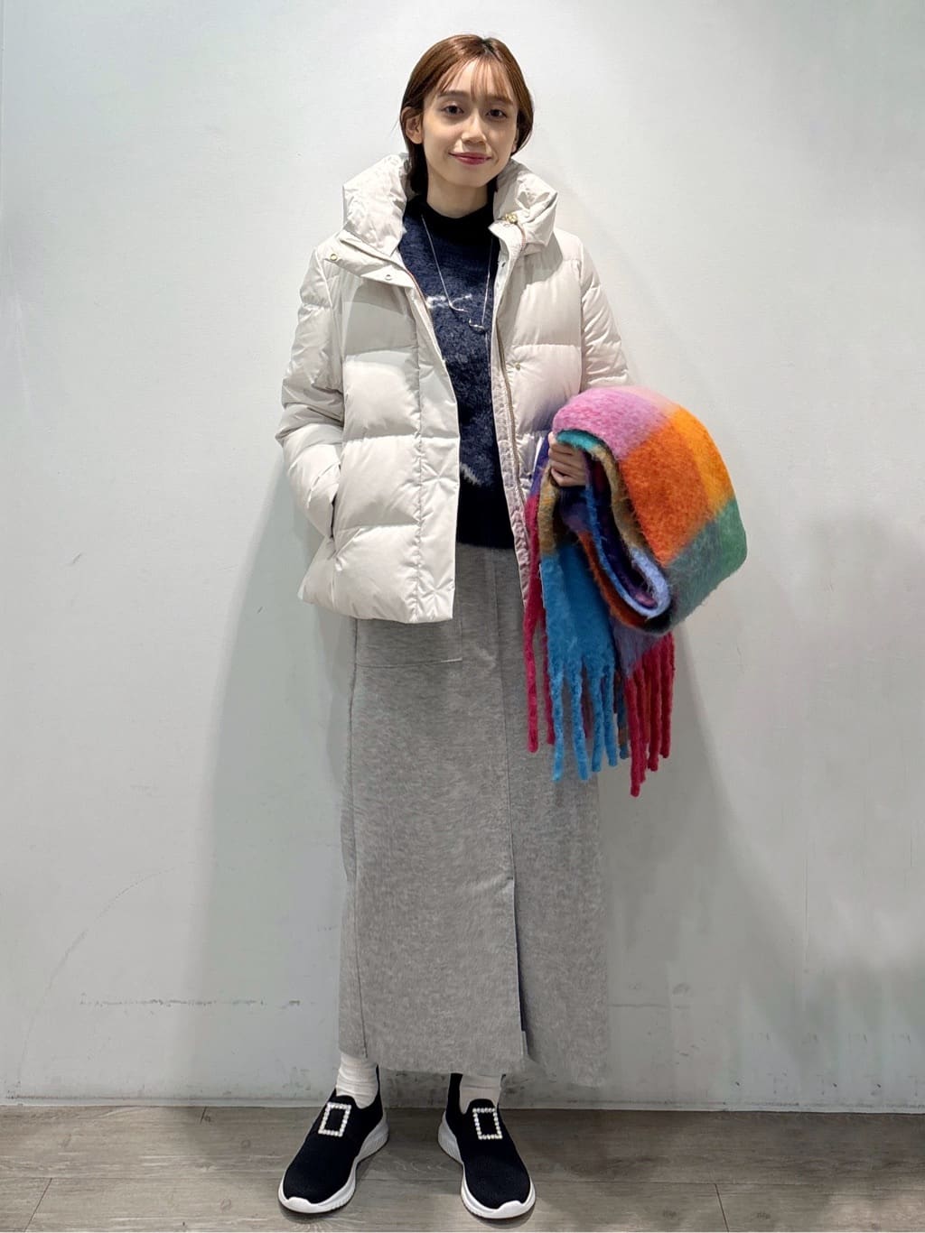 ぶまりんさんの「OPAQUE.CLIP｜アート柄シャギーニット【洗濯機OK】」を使ったコーディネート