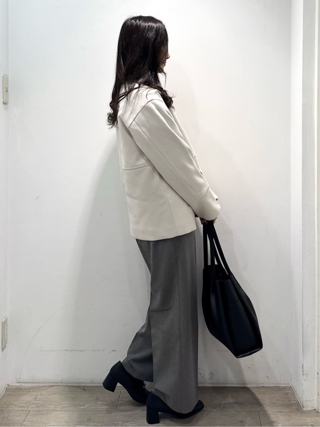 yuicciさんの「OPAQUE.CLIP｜ウールライクメルトンノーカラーコート【洗濯機洗い可】」を使ったコーディネート