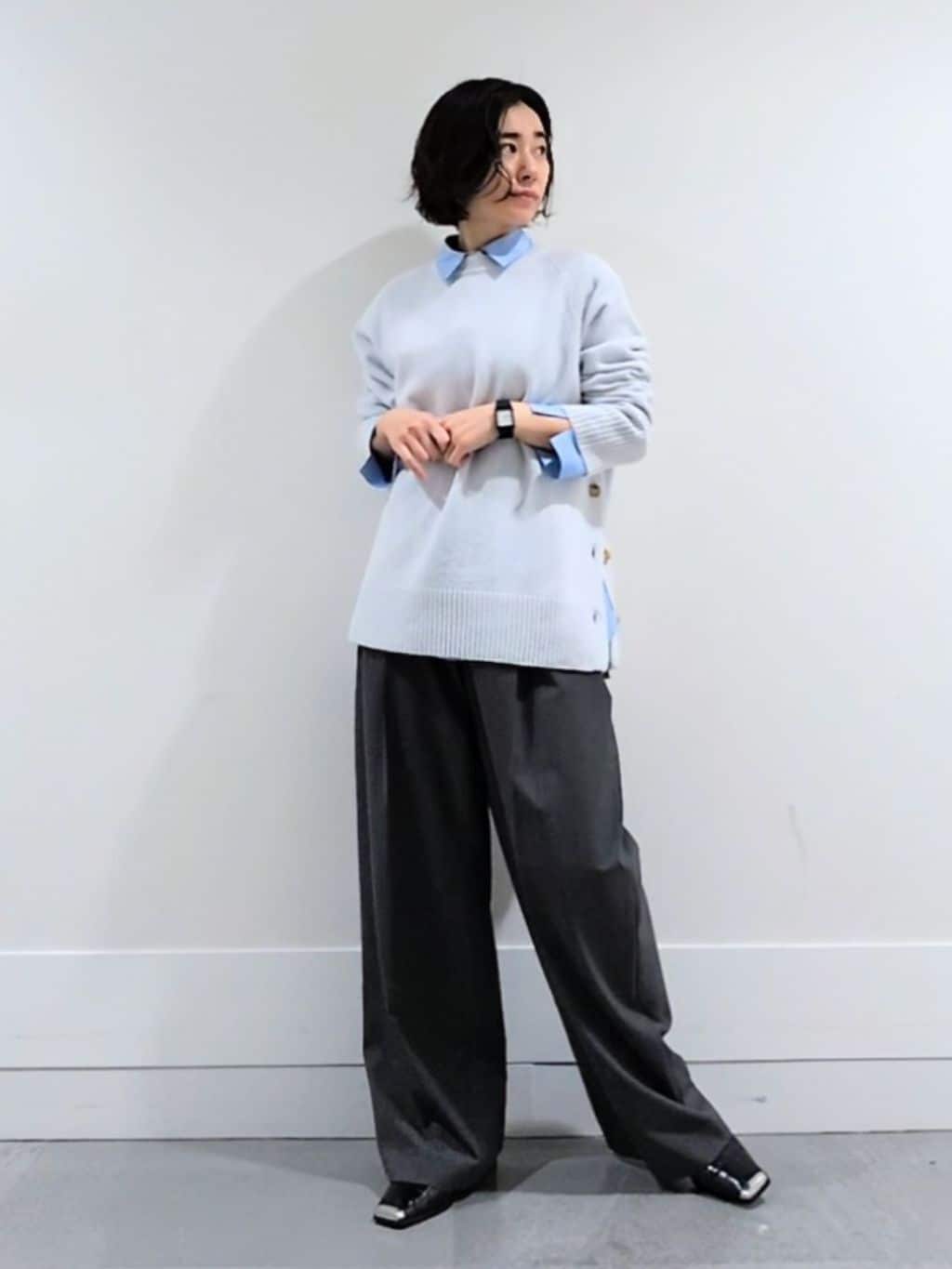 ミズタさんの「UNTITLED｜【重ね着もおすすめ/洗える】ウールカシミヤ クルーネックニット」を使ったコーディネート