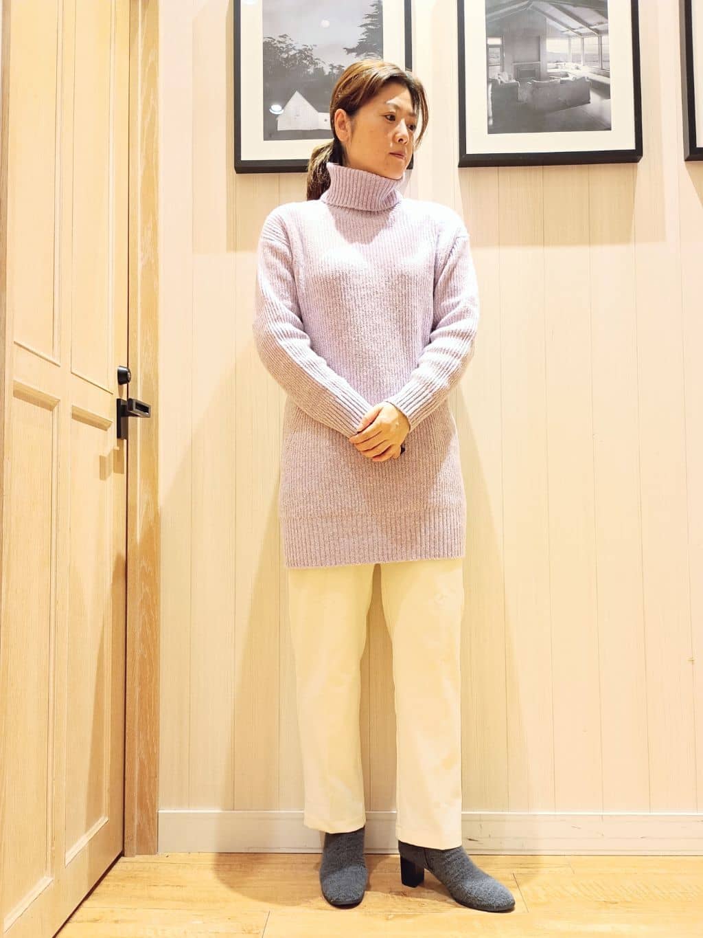 S☆mama さんの「SHOO･LA･RUE｜【洗濯機可/S-LL】美脚見え あったか裏起毛 テーパードパンツ」を使ったコーディネート