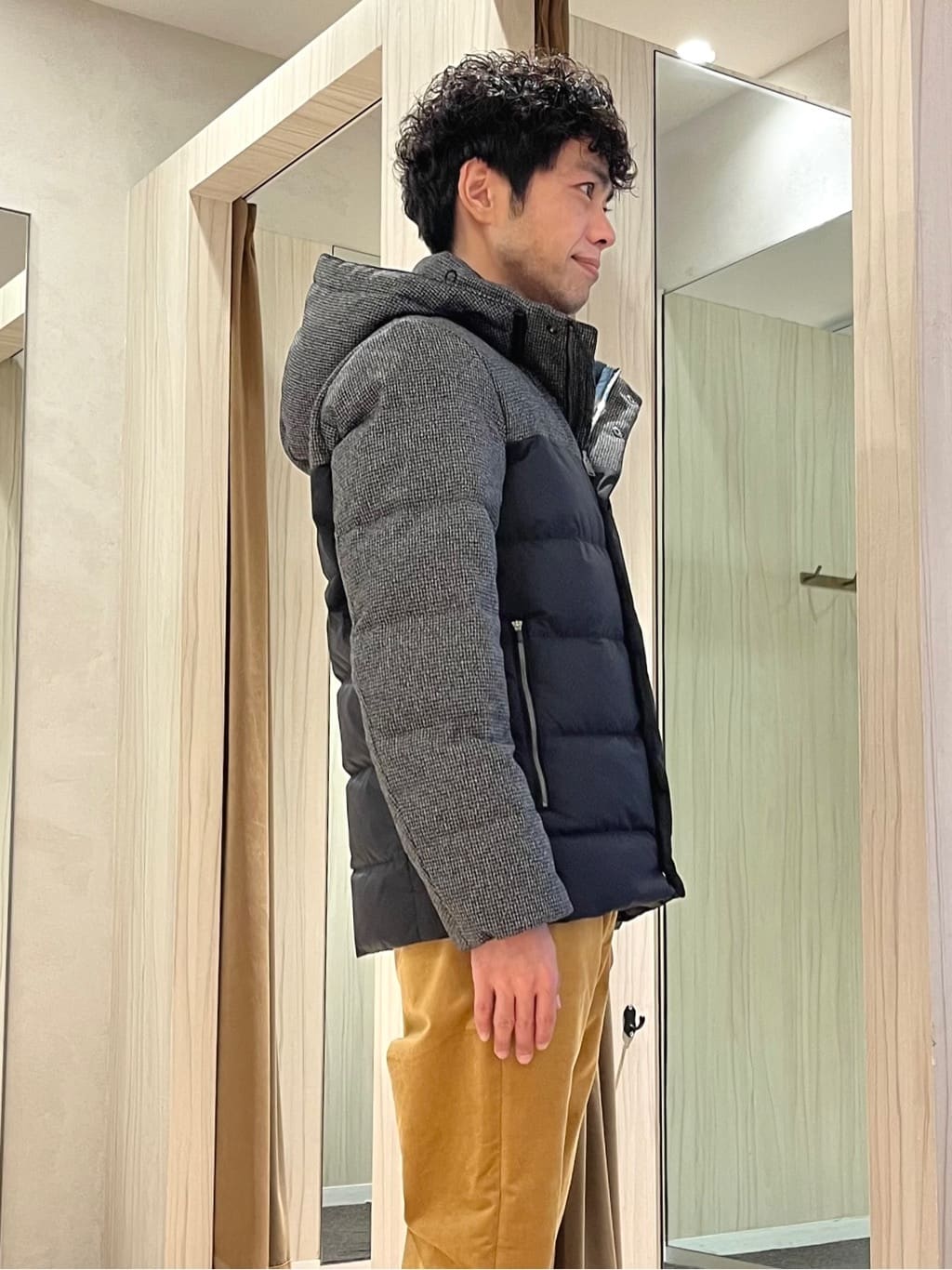 URAさんの「TAKEO KIKUCHI｜カラーコンビ ダウンブルゾン」を使ったコーディネート