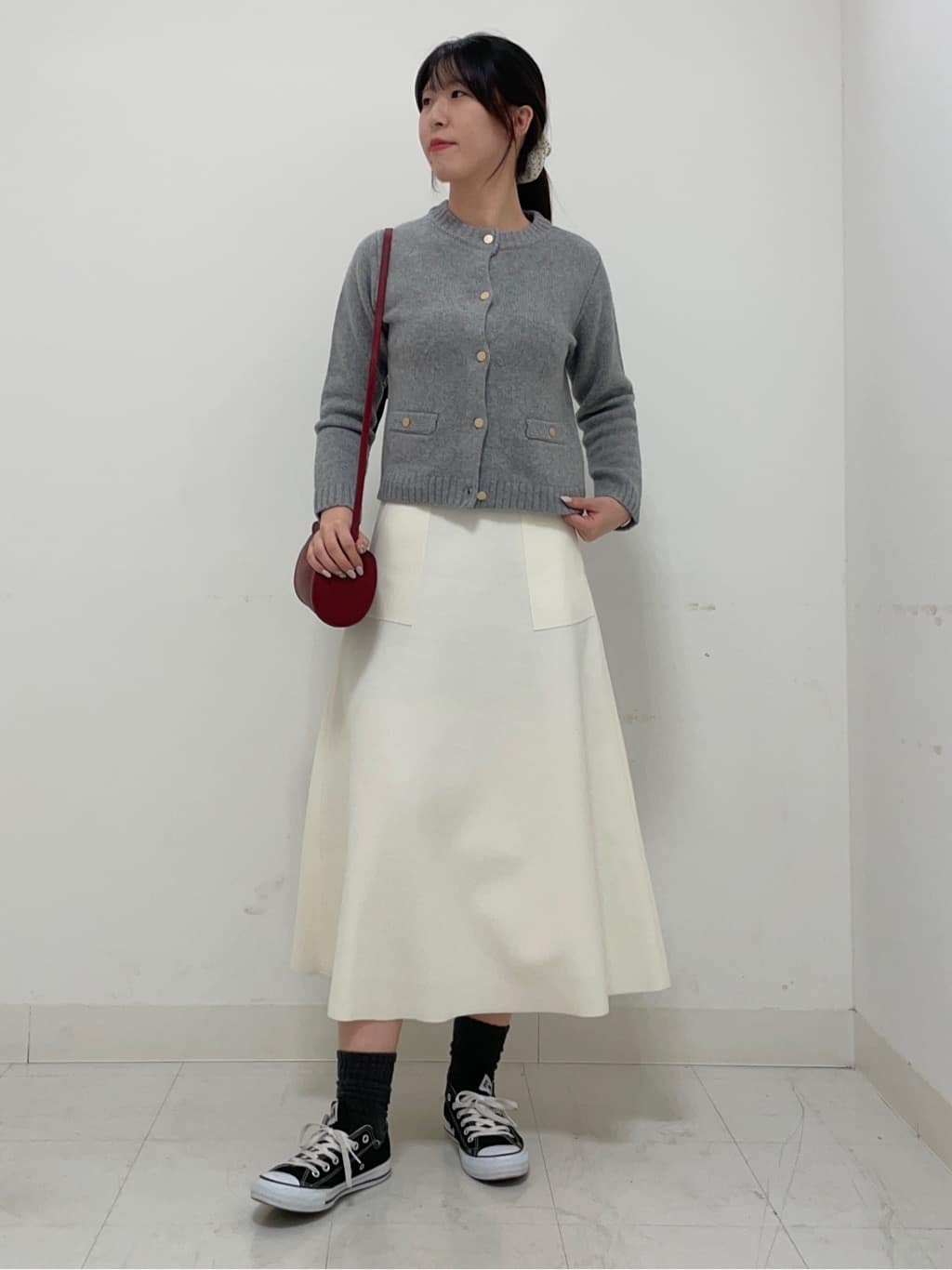 KANNAさんの「Dessin｜メルトンジャージフレアスカート」を使ったコーディネート