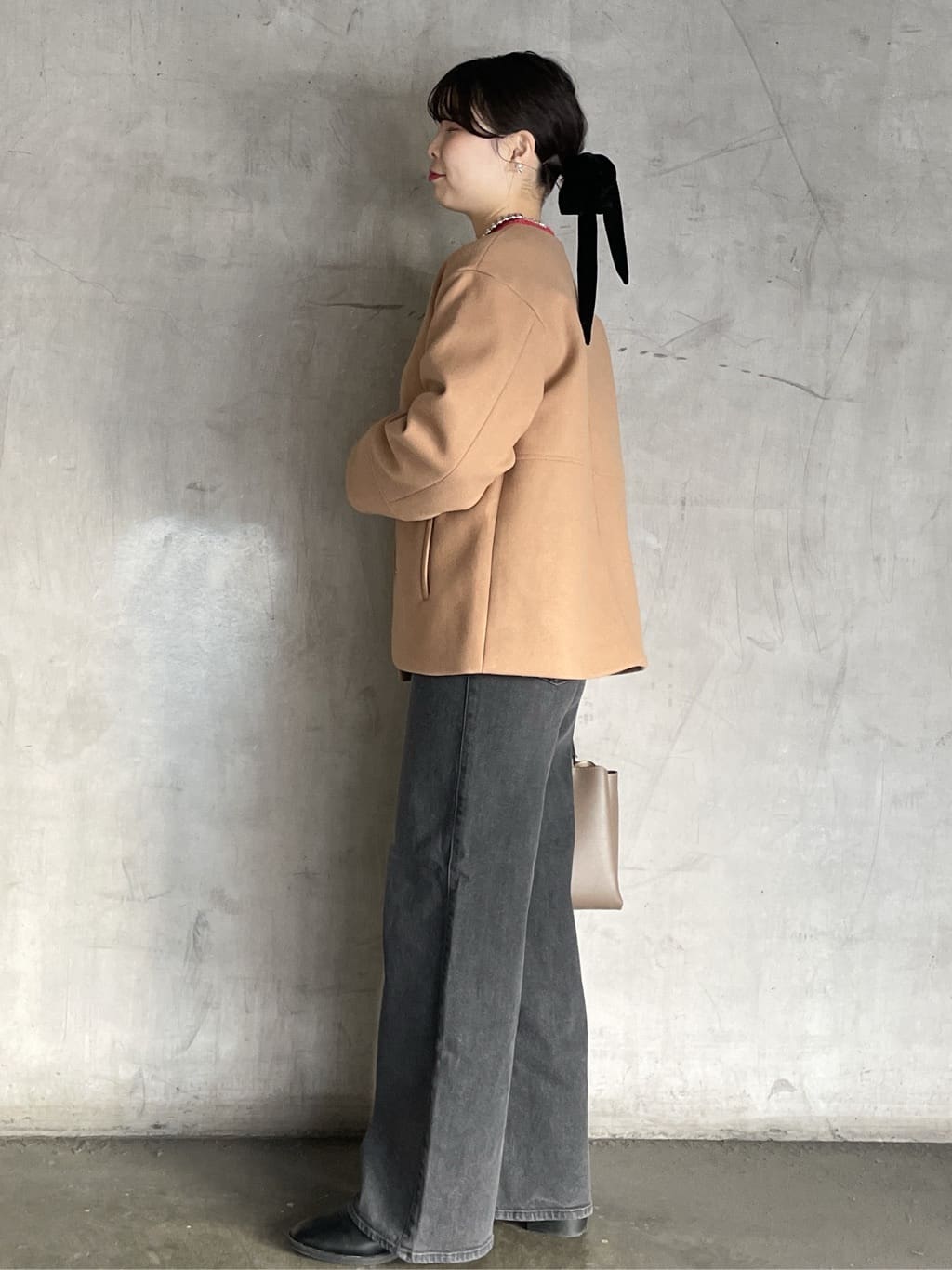 tomokoさんの「OPAQUE.CLIP｜ウールライクメルトンノーカラーコート【洗濯機洗い可】」を使ったコーディネート