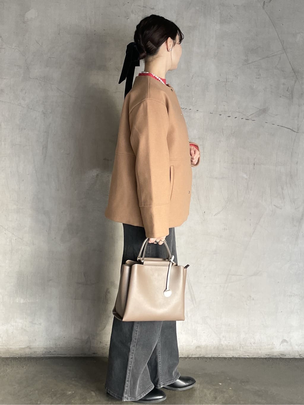 tomokoさんの「OPAQUE.CLIP｜ウールライクメルトンノーカラーコート【洗濯機洗い可】」を使ったコーディネート