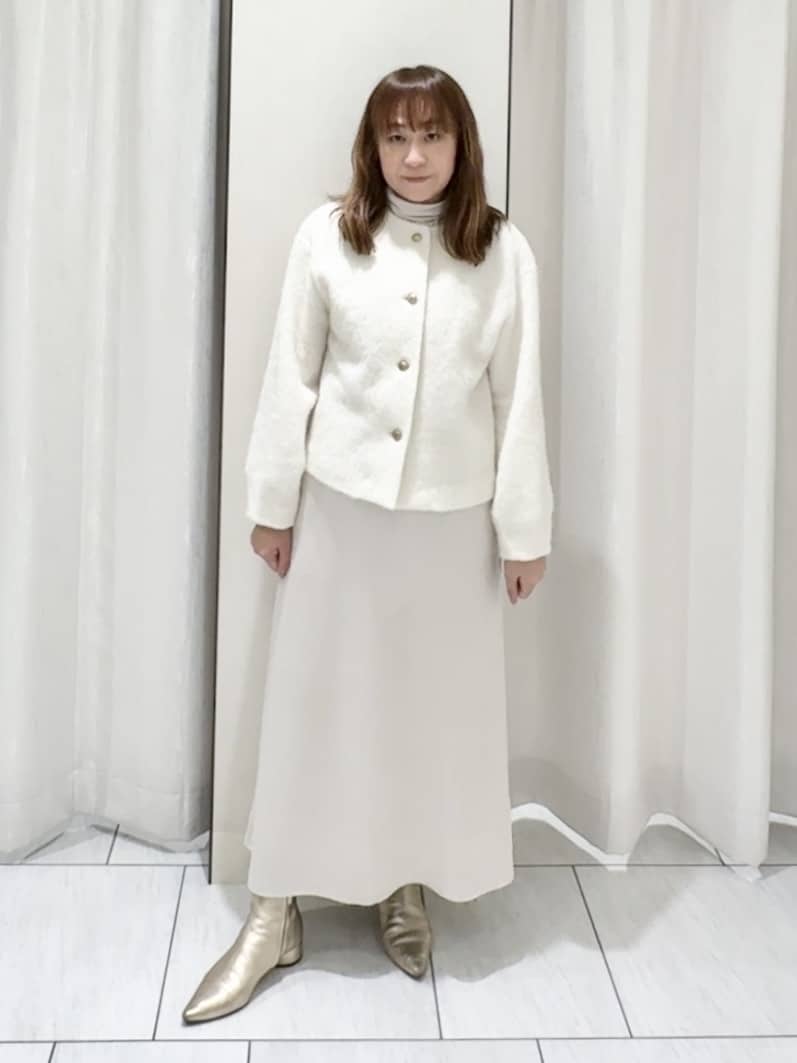 ʏᴜᴋɪᴋᴏさんの「UNTITLED｜【ジャケット風/メタルボタン】アルパカ混シャギーカーディガン」を使ったコーディネート