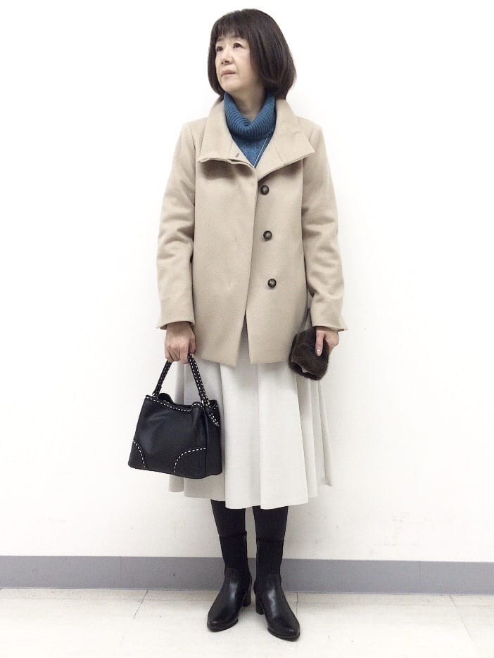 Ariさんの「Reflect｜【SS-4Lサイズ／衿が顔に当たらない◎】スタンドネックミドルコート」を使ったコーディネート