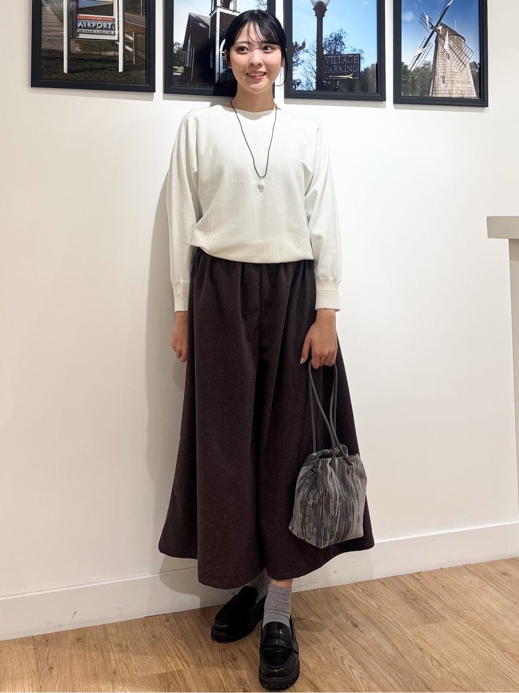 Ririkaさんの「Dessin｜【ウエストゴム/洗える】起毛フレアシルエットパンツ」を使ったコーディネート