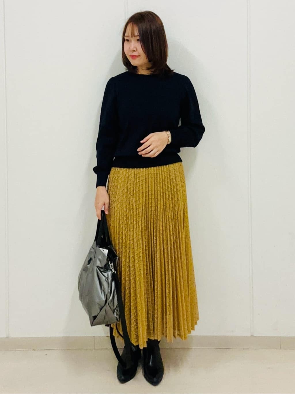 haseさんの「Reflect｜【選べる8色／スカートにもパンツにも◎】ウール混ボートネックニット」を使ったコーディネート