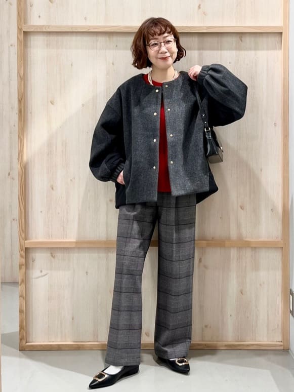 nakoさんの「THE SHOP TK｜前後で印象が変わる ドッキングノーカラージャケット」を使ったコーディネート