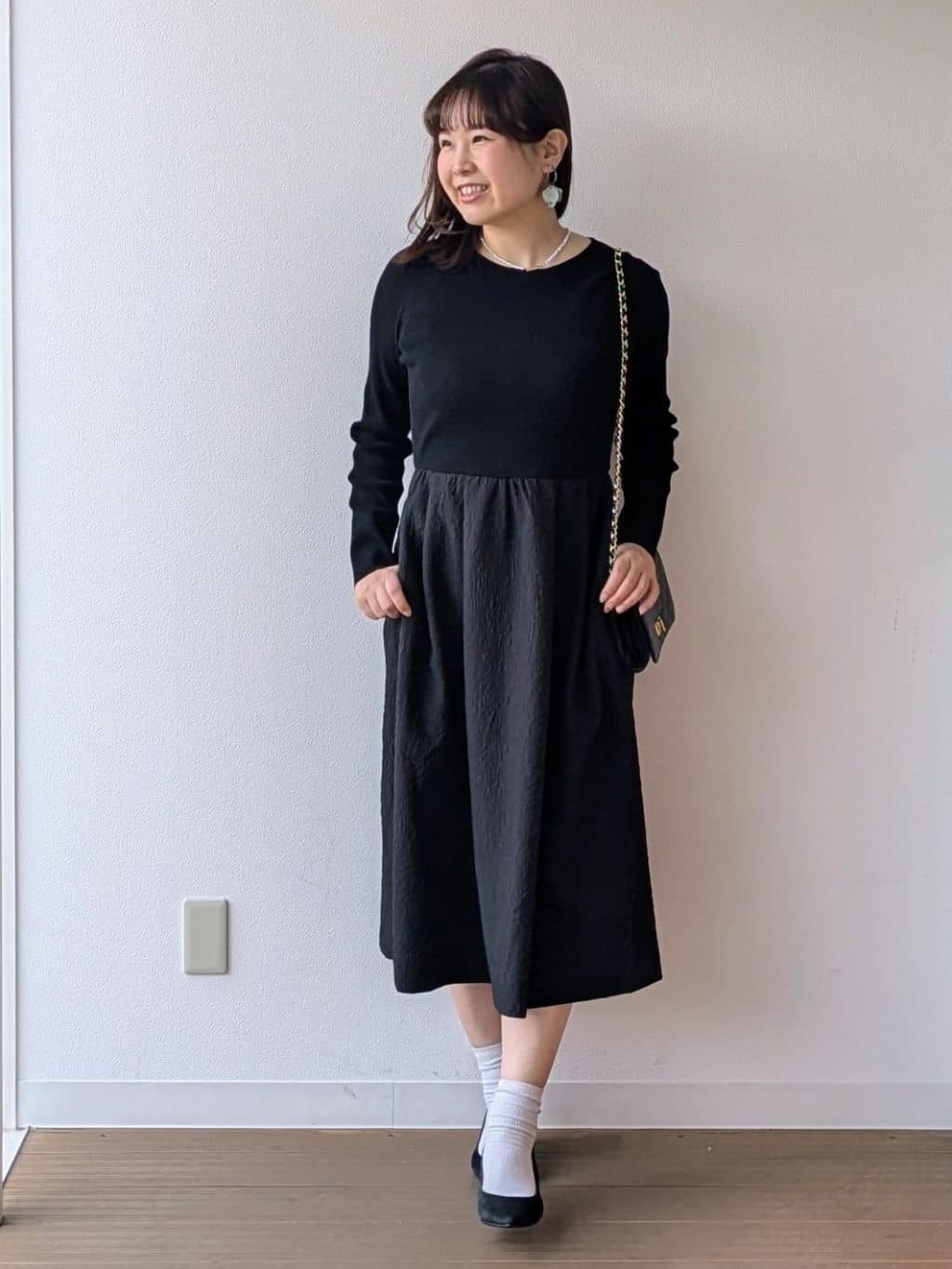なみきさんの「UNTITLED｜【大人フェミニン/トレンド】ニット&times;ジャカード ドッキングワンピース」を使ったコーディネート