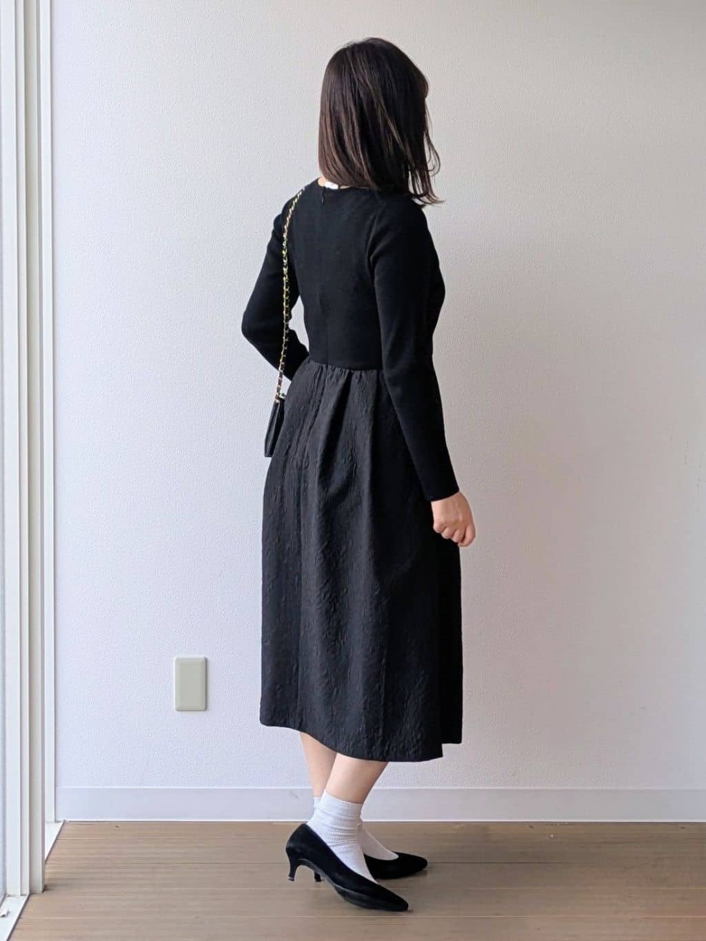 なみきさんの「UNTITLED｜【大人フェミニン/トレンド】ニット&times;ジャカード ドッキングワンピース」を使ったコーディネート