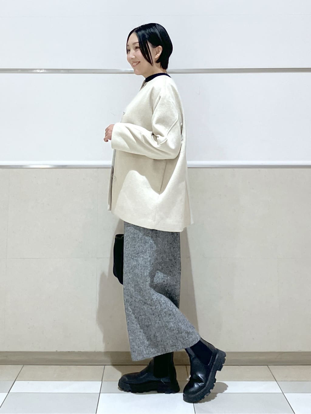 eriko さんの「Dessin｜ウール混クルーネックコート」を使ったコーディネート