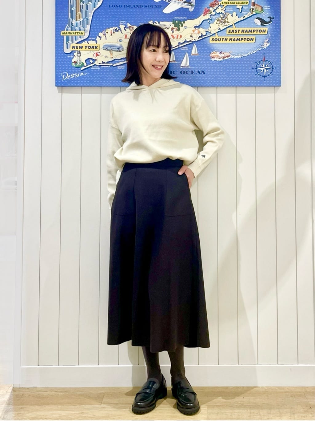 uwatokoさんの「Dessin｜【洗える／体型カバー】ちょうどいいニットパーカ」を使ったコーディネート