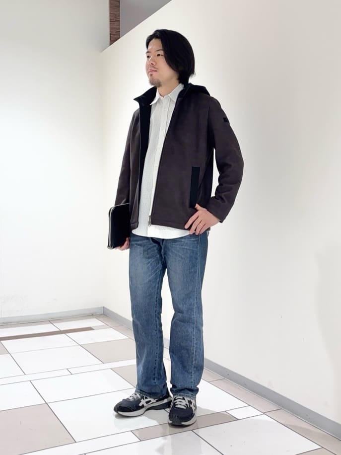 及川さんの「TAKEO KIKUCHI｜【JUST ONE LAYER】ダウンファブリック ジップアップ フード ブルゾン」を使ったコーディネート