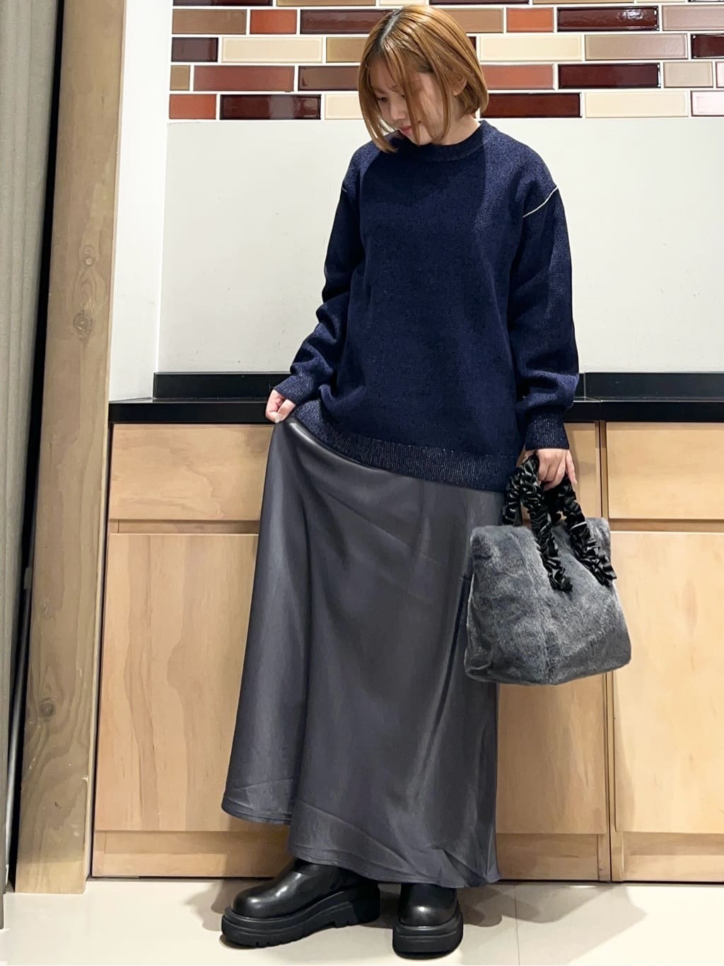 かのさんの「THE SHOP TK｜クラシカルな装い ウールライクスタンドカラーコート」を使ったコーディネート