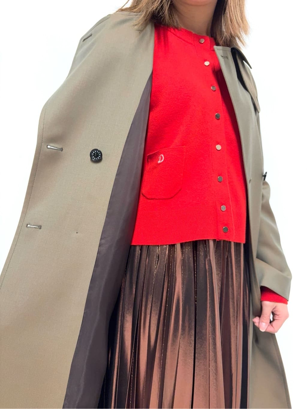 Nishijimaさんの「DRESSTERIOR｜◆【洗える/ストレッチ性/オンオフ】箔プリントプリーツスカート」を使ったコーディネート