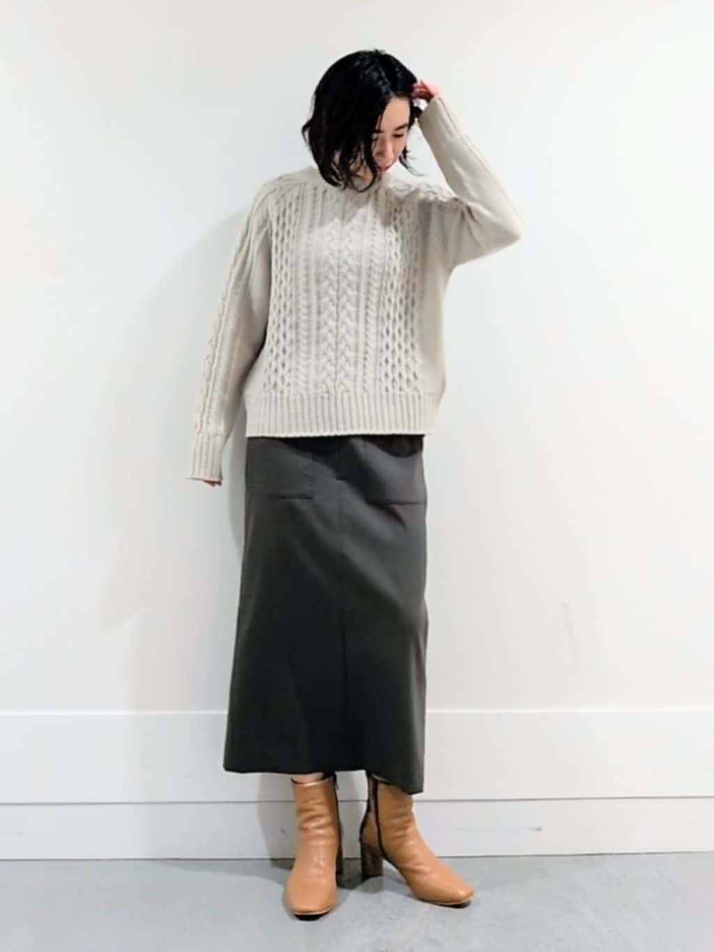 ミズタさんの「UNTITLED｜【洗える】スポンディッシュ ケーブル柄ニット」を使ったコーディネート