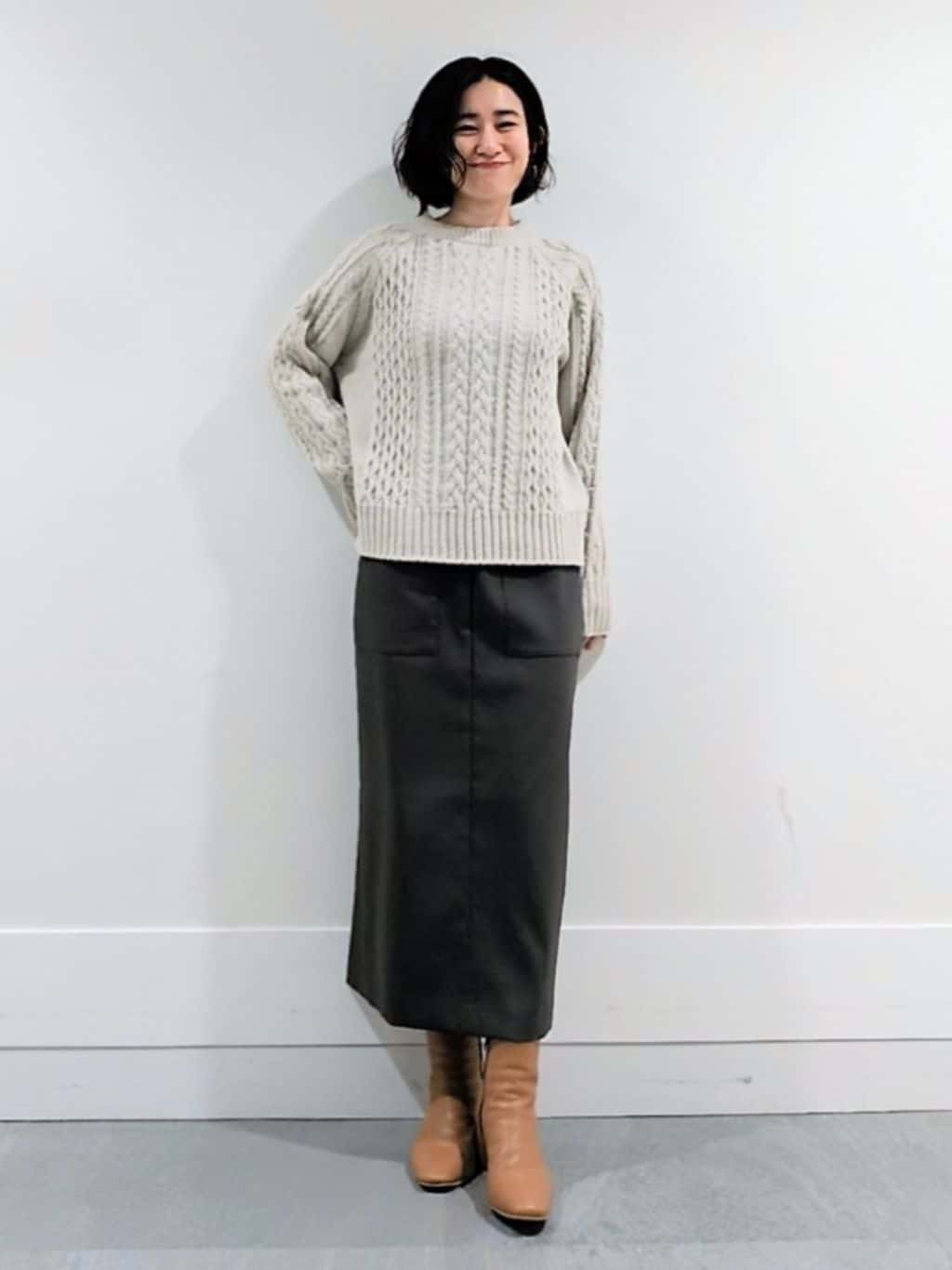 ミズタさんの「UNTITLED｜【洗える】スポンディッシュ ケーブル柄ニット」を使ったコーディネート