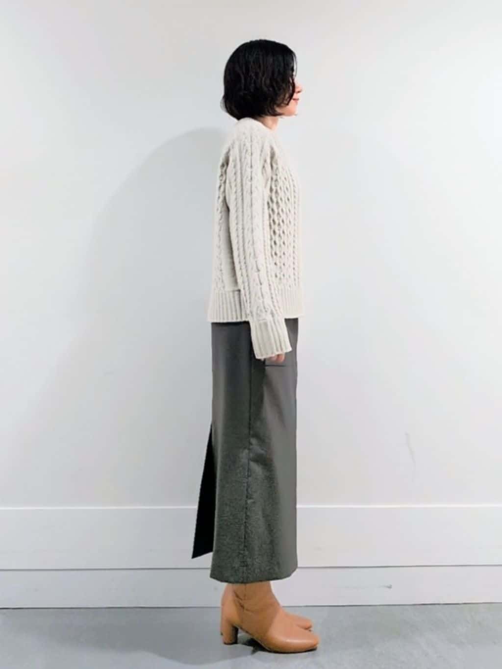 ミズタさんの「UNTITLED｜【洗える】スポンディッシュ ケーブル柄ニット」を使ったコーディネート