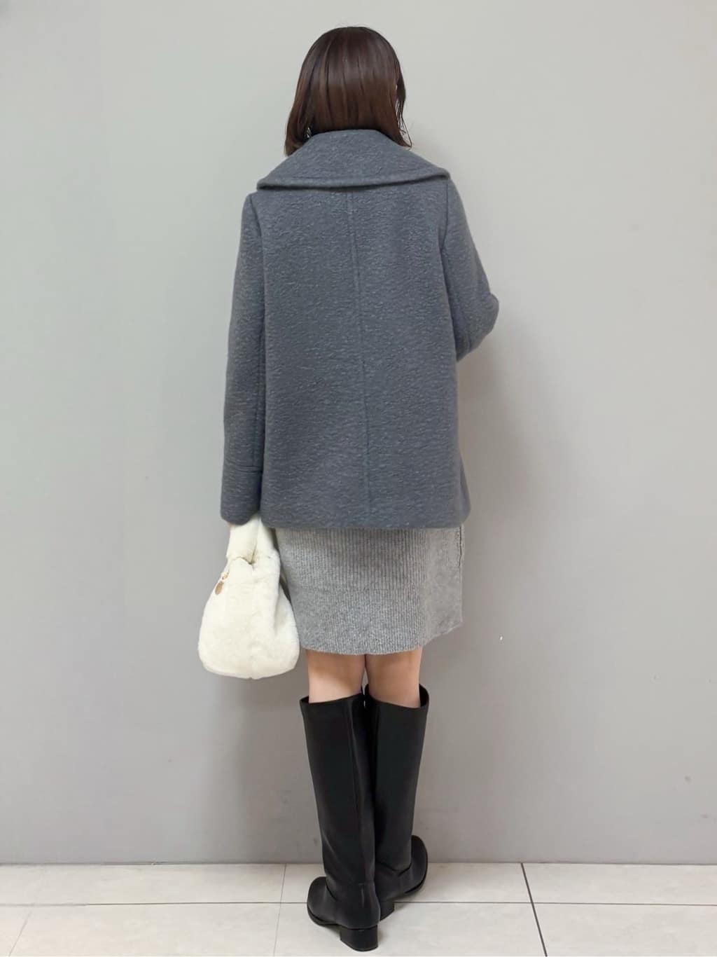 yさんの「OPAQUE.CLIP｜ウール混ケーブルスリーブミニワンピース【洗濯機OK】」を使ったコーディネート