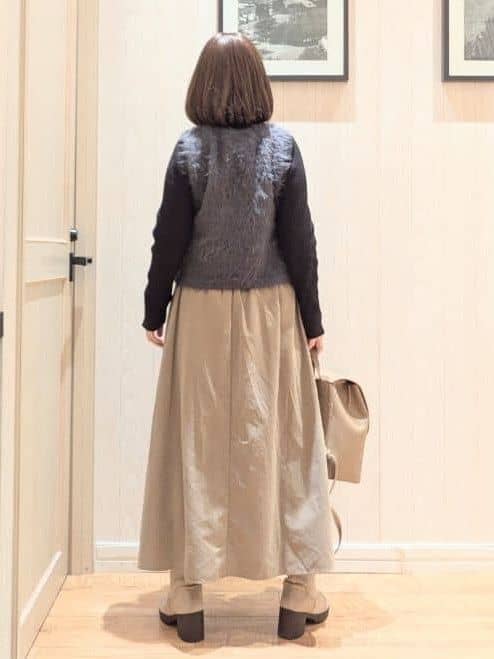 ゆーさんさんの「SHOO･LA･RUE｜リボンタック ピーチ起毛 フレアスカート」を使ったコーディネート