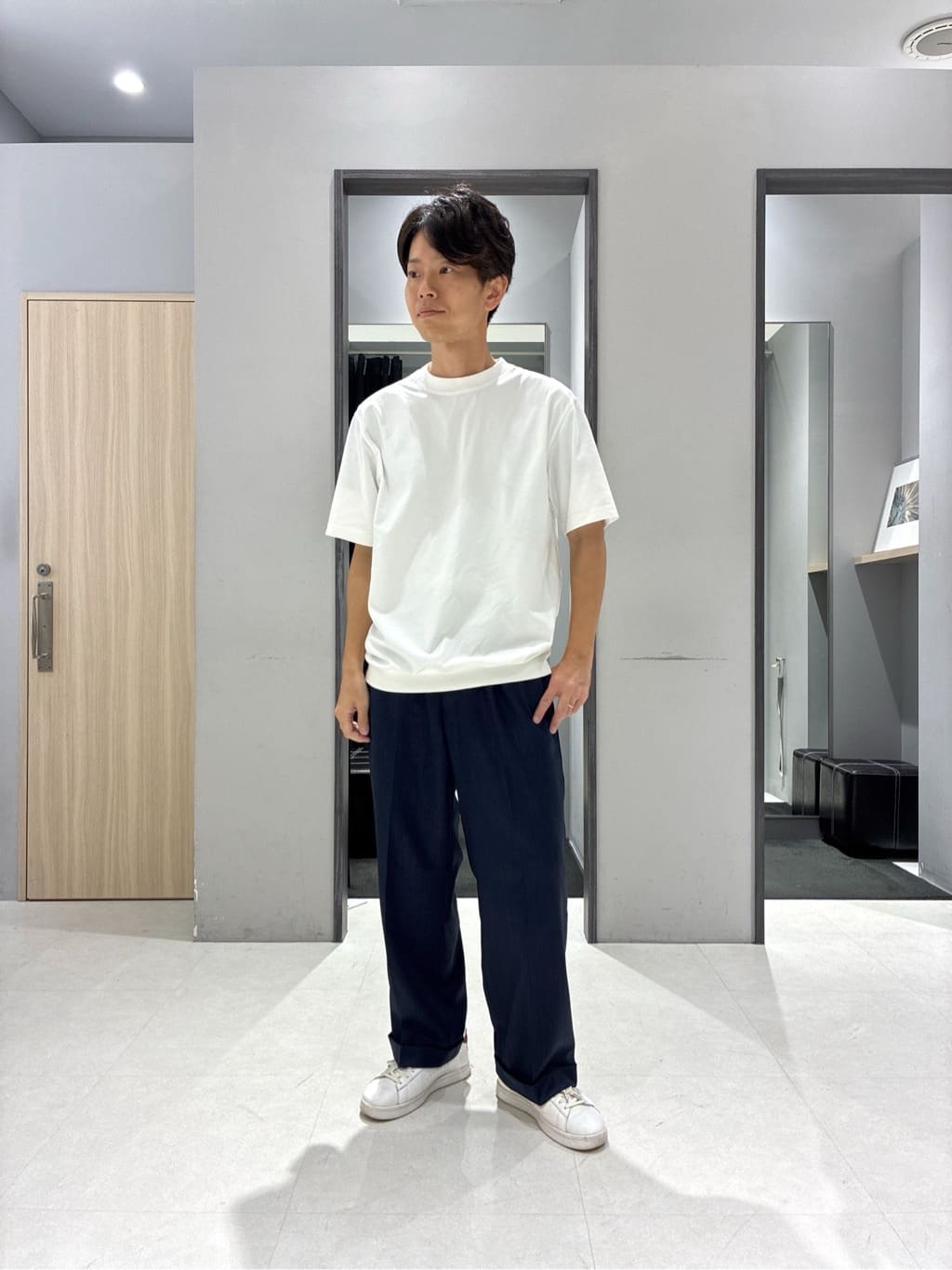 わいずみさんの「TAKEO KIKUCHI｜【COOL CITY WEAR】エアートール オープンカラーシャツ /接触冷感・通気性」を使ったコーディネート