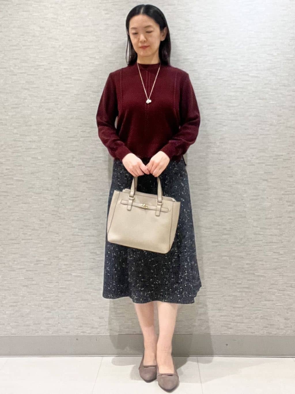 marikoさんの「Reflect｜【ほんのりラメ感◎】ケーブル柄ニット」を使ったコーディネート