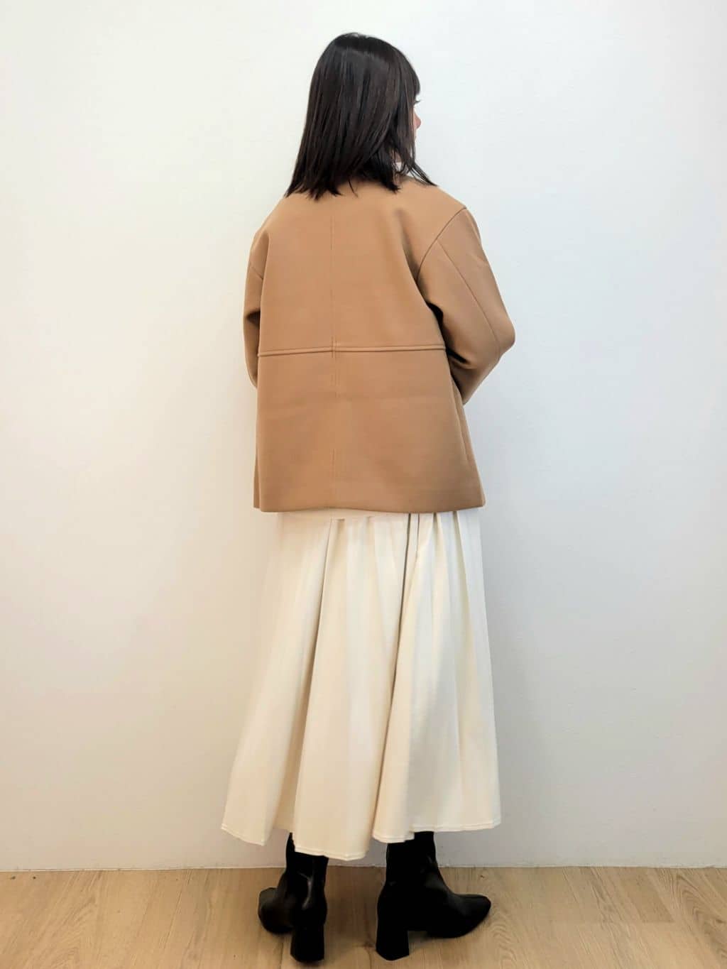 LISAさんの「OPAQUE.CLIP｜ウールライクメルトンノーカラーコート【洗濯機洗い可】」を使ったコーディネート