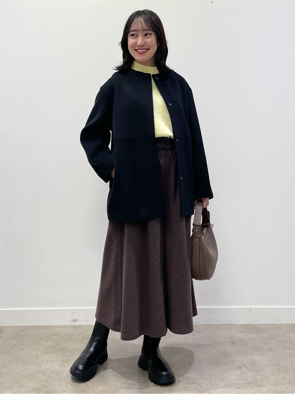 yukariさんの「Dessin｜ウール混クルーネックコート」を使ったコーディネート