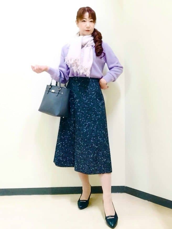 花さんの「Reflect｜【ほんのりラメ感◎】ケーブル柄ニット」を使ったコーディネート