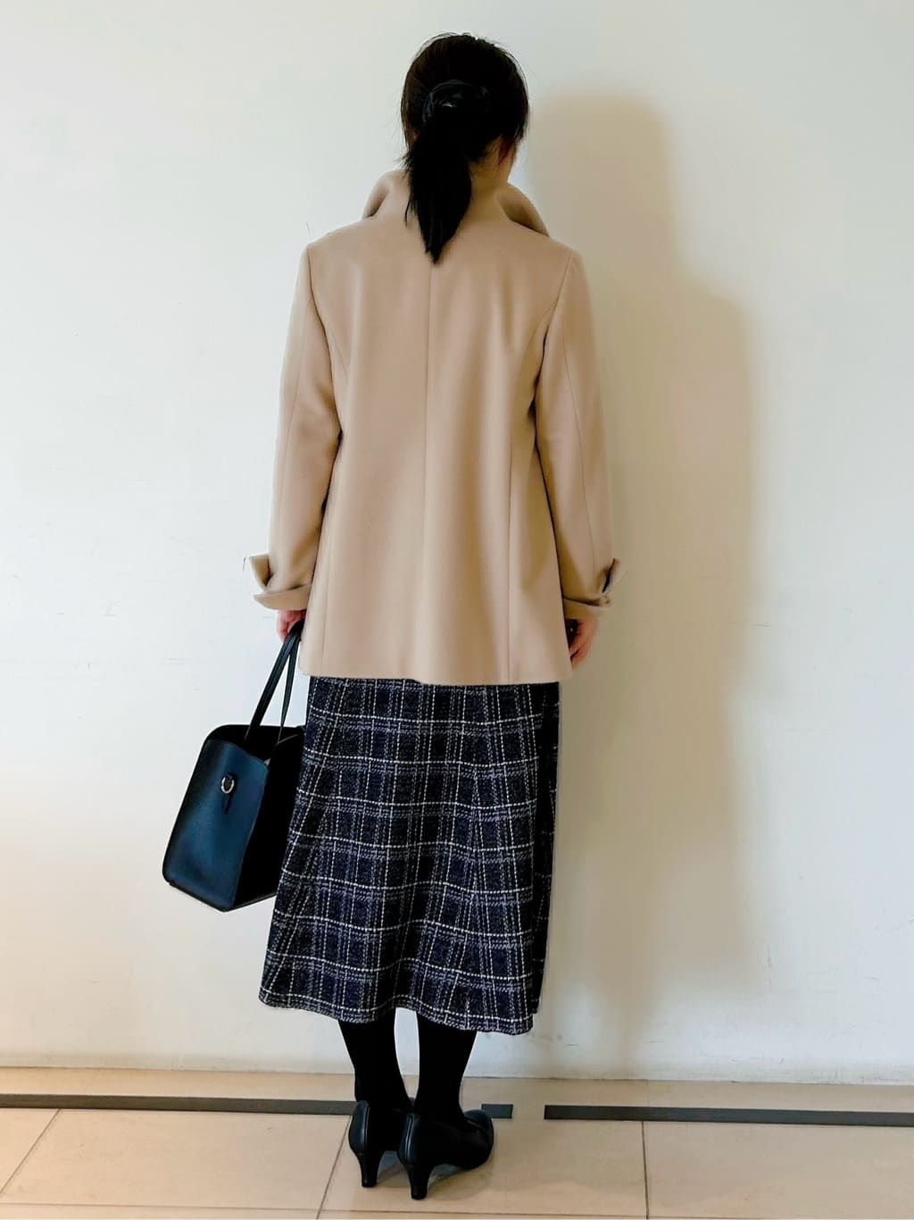 ひーさんの「Reflect｜【SS-4Lサイズ／衿が顔に当たらない◎】スタンドネックミドルコート」を使ったコーディネート