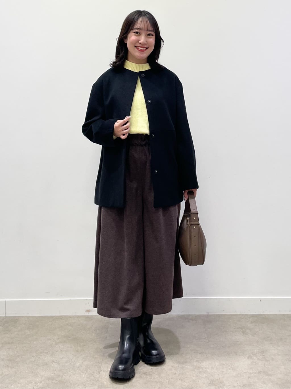 yukariさんの「Dessin｜ウール混クルーネックコート」を使ったコーディネート