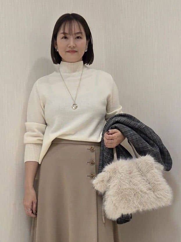 naokoさんの「UNTITLED｜【8色展開/洗える】ウールカシミヤ ハイネックニット」を使ったコーディネート