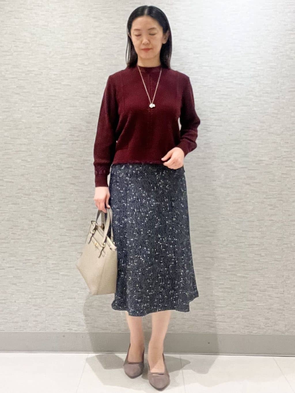 marikoさんの「Reflect｜【ほんのりラメ感◎】ケーブル柄ニット」を使ったコーディネート