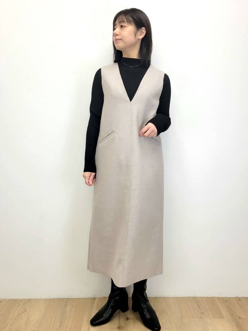 LISAさんの「OPAQUE.CLIP｜ハイネックリブニット【洗濯機OK】」を使ったコーディネート
