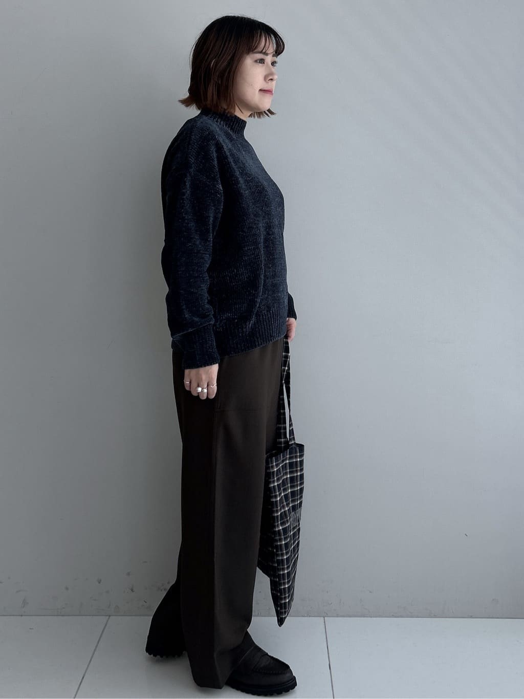 Hirokaさんの「Dessin｜【洗える】ハイネックベロアモールニット」を使ったコーディネート