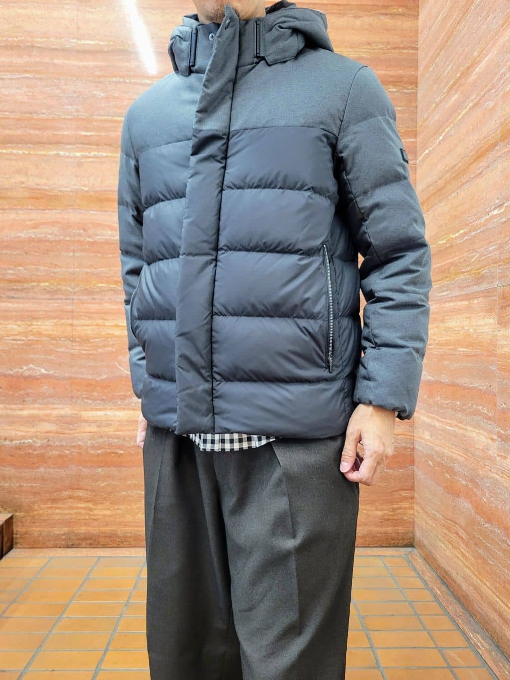 piroyaさんの「TAKEO KIKUCHI｜カラーコンビ ダウンブルゾン」を使ったコーディネート