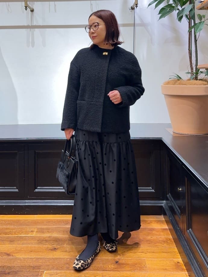 Asamiさんの「DRESSTERIOR｜フェイクファーコンビリサイクルレザートートバッグ」を使ったコーディネート