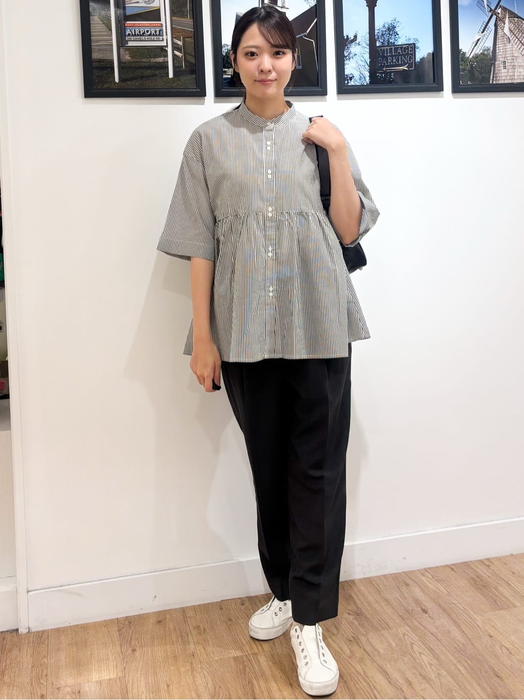 Ririkaさんの「Dessin｜【洗える／体型カバー】バンドカラーペプラムブラウス」を使ったコーディネート