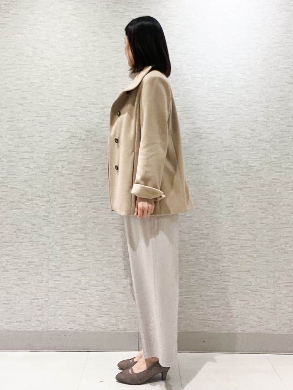 marikoさんの「Reflect｜【SS-4Lサイズ／衿が顔に当たらない◎】スタンドネックミドルコート」を使ったコーディネート